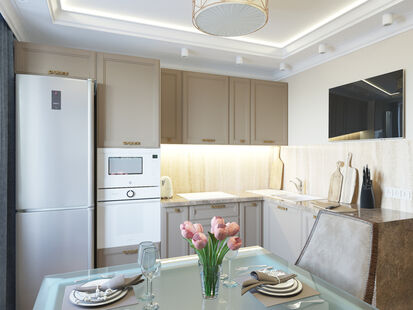 Фото № 3: Дизайн-проект однокомнатной квартиры 39.7  м² Стиль Современная классика для ЖК Московский