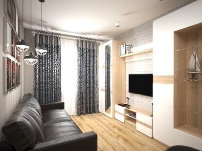 Фото № 1: Дизайн-проект трехкомнатной квартиры 90.39  м² Стиль Эклектика для ЖК Московский