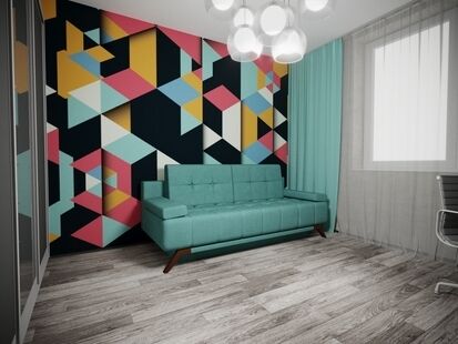 Фото № 2: Дизайн-проект двухкомнатной квартиры 63.6  м² Стиль Эклектика для ЖК Московский