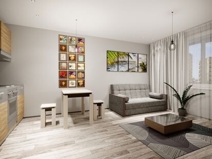 Фото № 5: Дизайн-проект двухкомнатной квартиры 63.6  м² Стиль Эклектика для ЖК Московский