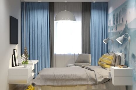 Фото № 3: Дизайн-проект двухкомнатной квартиры 45.0  м² Стиль Эклектика для ЖК Московский