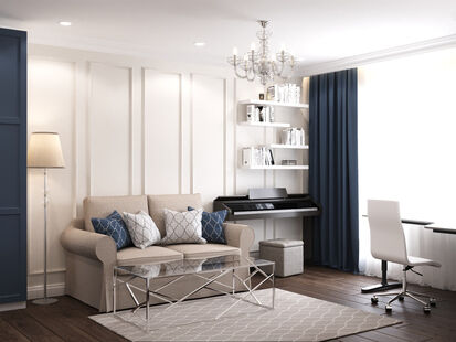 Фото № 1: Дизайн-проект зала 14.8  м² Стиль Современная классика для ЖК Московский