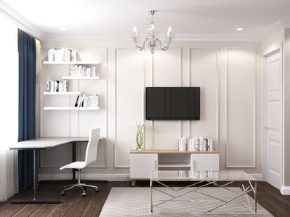 Фото № 2: Дизайн-проект зала 14.8  м² Стиль Современная классика для ЖК Московский