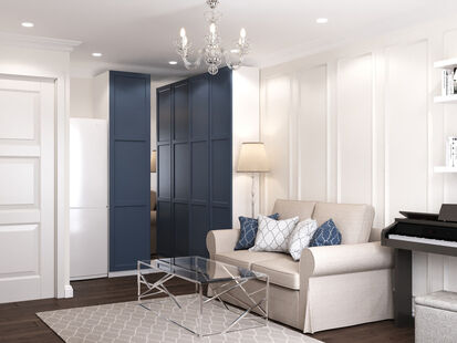 Фото № 3: Дизайн-проект зала 14.8  м² Стиль Современная классика для ЖК Московский