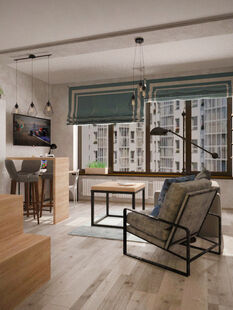 Фото № 3: Дизайн-проект однокомнатной квартиры 32.79  м² Скандинавский стиль для ЖК Московский