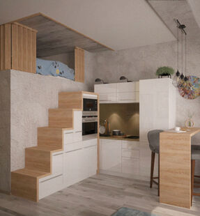 Фото № 2: Дизайн-проект однокомнатной квартиры 32.79  м² Скандинавский стиль для ЖК Московский