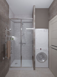 Фото № 2: Дизайн-проект трехкомнатной квартиры 107.2  м² Стиль Модернизм для ЖК Московский