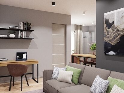 Фото № 4: Дизайн-проект двухкомнатной квартиры 64.2  м² Стиль Фьюжн для ЖК Московский