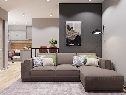 Фото № 2: Дизайн-проект двухкомнатной квартиры 64.2  м² Стиль Фьюжн для ЖК Московский