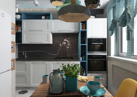 Фото № 5: Дизайн-проект двухкомнатной квартиры 52.4  м² Стиль Фьюжн для ЖК Московский