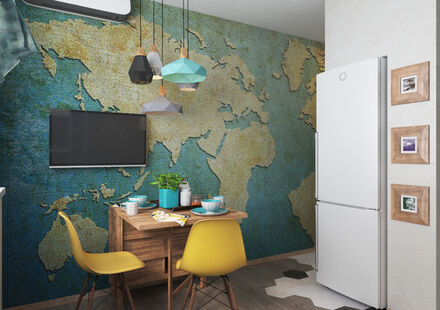 Фото № 3: Дизайн-проект двухкомнатной квартиры 52.4  м² Стиль Фьюжн для ЖК Московский