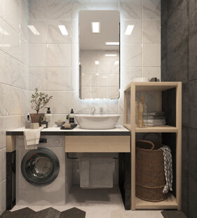 Фото № 6: Дизайн-проект двухкомнатной квартиры 52.4  м² Стиль Фьюжн для ЖК Московский