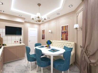 Фото № 3: Дизайн-проект двухкомнатной квартиры 70.65  м² Стиль Современная классика для ЖК Московский