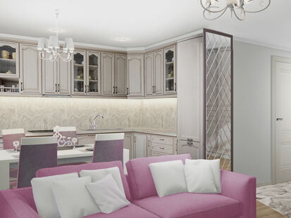 Фото № 3: Дизайн-проект двухкомнатной квартиры 66.5  м² Стиль Современная классика для ЖК Московский