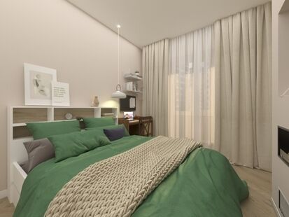 Фото № 4: Дизайн-проект трехкомнатной квартиры 67.9  м² Стиль Эклектика для ЖК Московский