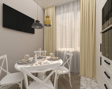 Фото № 2: Дизайн-проект трехкомнатной квартиры 67.9  м² Стиль Эклектика для ЖК Московский