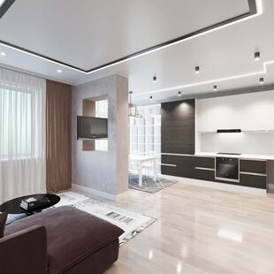 Фото № 2: Дизайн-проект двухкомнатной квартиры 60.65  м² Стиль Модернизм для ЖК Московский