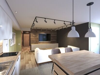 Фото № 1: Дизайн-проект трехкомнатной квартиры 113.34  м² Стиль Модернизм для ЖК Московский