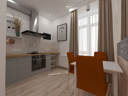 Фото № 1: Дизайн-проект однокомнатной квартиры 52.11  м² Стиль Контемпорари для ЖК Московский