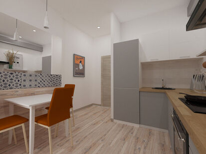 Фото № 4: Дизайн-проект однокомнатной квартиры 52.11  м² Стиль Контемпорари для ЖК Московский