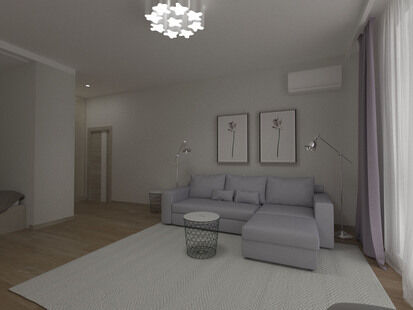 Фото № 3: Дизайн-проект однокомнатной квартиры 52.11  м² Стиль Контемпорари для ЖК Московский