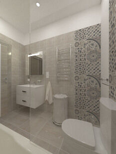 Фото № 2: Дизайн-проект однокомнатной квартиры 52.11  м² Стиль Контемпорари для ЖК Московский