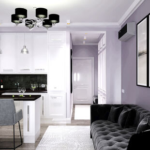 Фото № 3: Дизайн-проект двухкомнатной квартиры 35.1  м² Стиль Современная классика для ЖК Московский