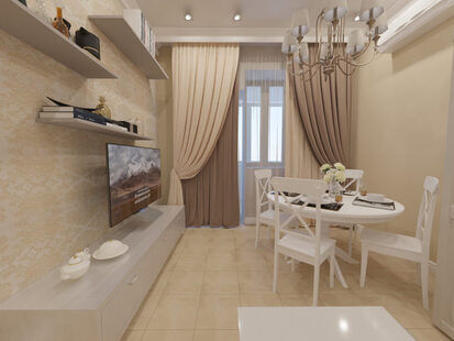 Фото № 5: Дизайн-проект однокомнатной квартиры 48.7  м² стиль Современная классика выполнен для ЖК Московский