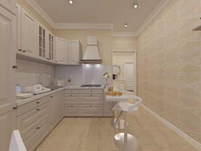 Фото № 4: Дизайн-проект однокомнатной квартиры 48.7  м² стиль Современная классика выполнен для ЖК Московский