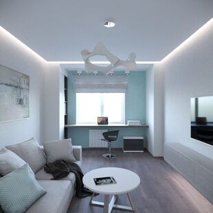 Фото № 1: Дизайн-проект однокомнатной квартиры 41.0  м² стиль Минимализм для ЖК Московское