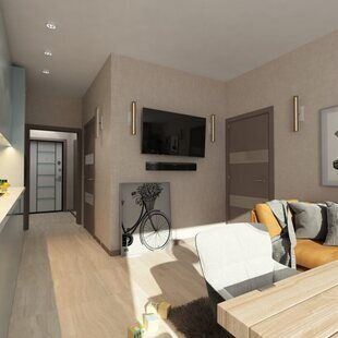 Фото № 5: Дизайн-проект однокомнатной квартиры 44.8  м² стиль Современный для ЖК стрижи Сити