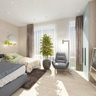 Фото № 2: Дизайн-проект однокомнатной квартиры 44.8  м² стиль Современный для ЖК стрижи Сити