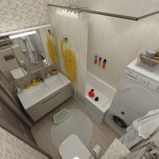 Фото № 6: Дизайн-проект однокомнатной квартиры 44.8  м² стиль Современный для ЖК стрижи Сити