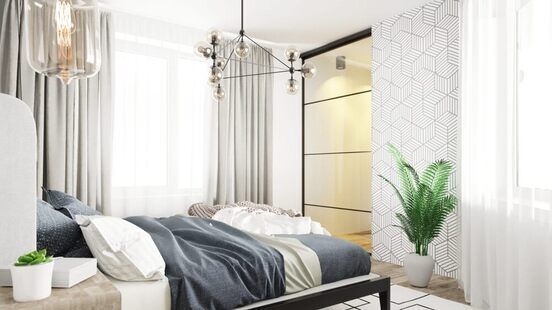 Фото № 3: Дизайн-проект евро двухкомнатной квартиры 56.6  м² Скандинавский стиль для ЖК Тесла Парк