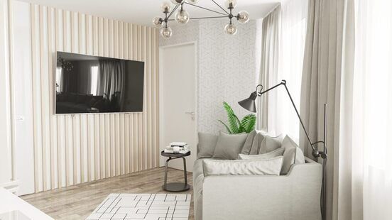 Фото № 5: Дизайн-проект евро двухкомнатной квартиры 56.6  м² Скандинавский стиль для ЖК Тесла Парк