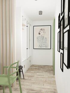 Фото № 4: Дизайн-проект евро двухкомнатной квартиры 56.6  м² Скандинавский стиль для ЖК Тесла Парк