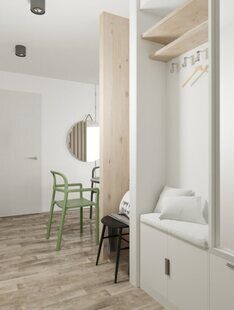 Фото № 6: Дизайн-проект евро двухкомнатной квартиры 56.6  м² Скандинавский стиль для ЖК Тесла Парк