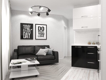 Фото № 1: Дизайн-проект однокомнатной квартиры 39.3  м² стиль Хай-тек для ЖК Тесла Парк