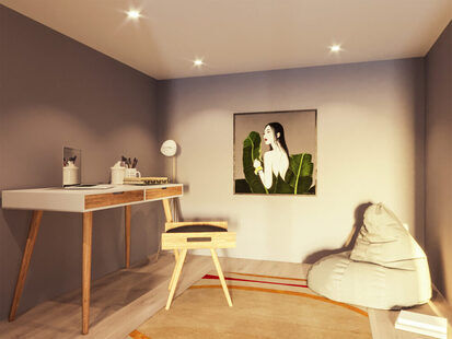 Фото № 6: Дизайн-проект двухкомнатной квартиры 36.6  м² Современный стиль для ЖК Тесла Парк