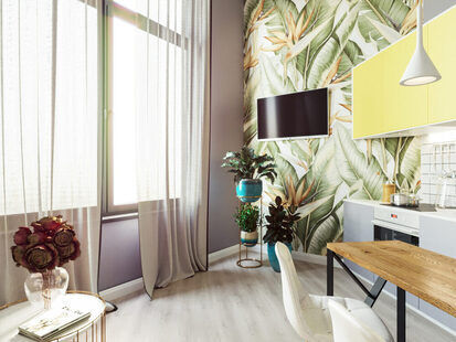 Фото № 2: Дизайн-проект двухкомнатной квартиры 36.6  м² Современный стиль для ЖК Тесла Парк