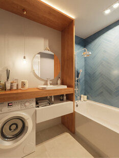 Фото № 5: Дизайн-проект двухкомнатной квартиры 36.6  м² Современный стиль для ЖК Тесла Парк