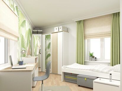 Фото № 3: Дизайн-проект однокомнатной квартиры 63.1  м² Эко-стиль для ЖК Тесла Парк