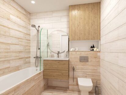 Фото № 4: Дизайн-проект однокомнатной квартиры 63.1  м² Эко-стиль для ЖК Тесла Парк