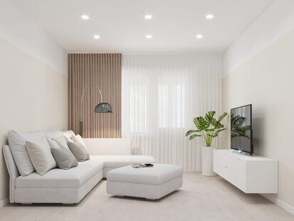 Фото № 1: Дизайн-проект однокомнатной квартиры 42.2  м² стиль Минимализм для ЖК 11-й микрорайон