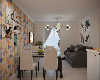 Фото № 5: Дизайн-проект трехкомнатной квартиры 74.4  м² стиль Современный для ЖК Тесла Парк