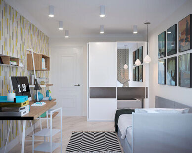 Фото № 6: Дизайн-проект трехкомнатной квартиры 74.4  м² стиль Современный для ЖК Тесла Парк