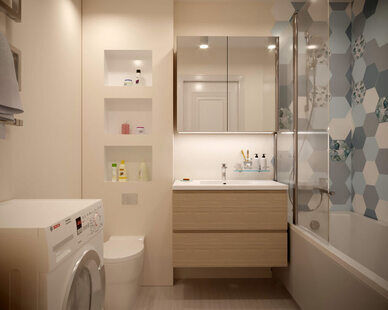 Фото № 2: Дизайн-проект трехкомнатной квартиры 74.4  м² стиль Современный для ЖК Тесла Парк