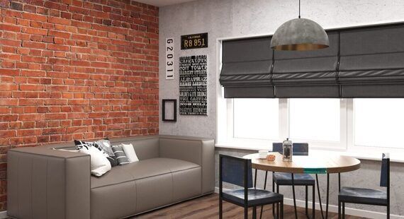 ЖК "Тесла Парк": готовый дизайн проект в стиле "Лофт". Площадь 36.8 м² - фото №4