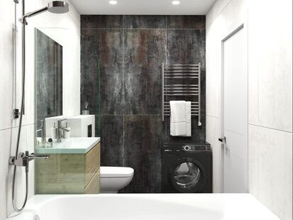 Фото № 3: Дизайн-проект евро двухкомнатной квартиры 36.8  м² стиль лофт для ЖК Тесла Парк