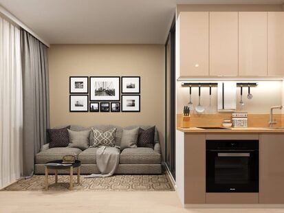 Фото № 1: Дизайн-проект квартиры-студии 24.4  м² Современный стиль для ЖК Тесла Парк